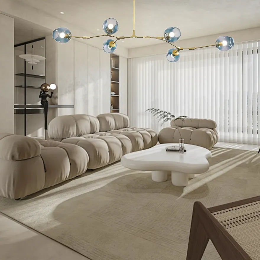 Lustre Créatif en Verre Moléculaire Rotatif pour Salon