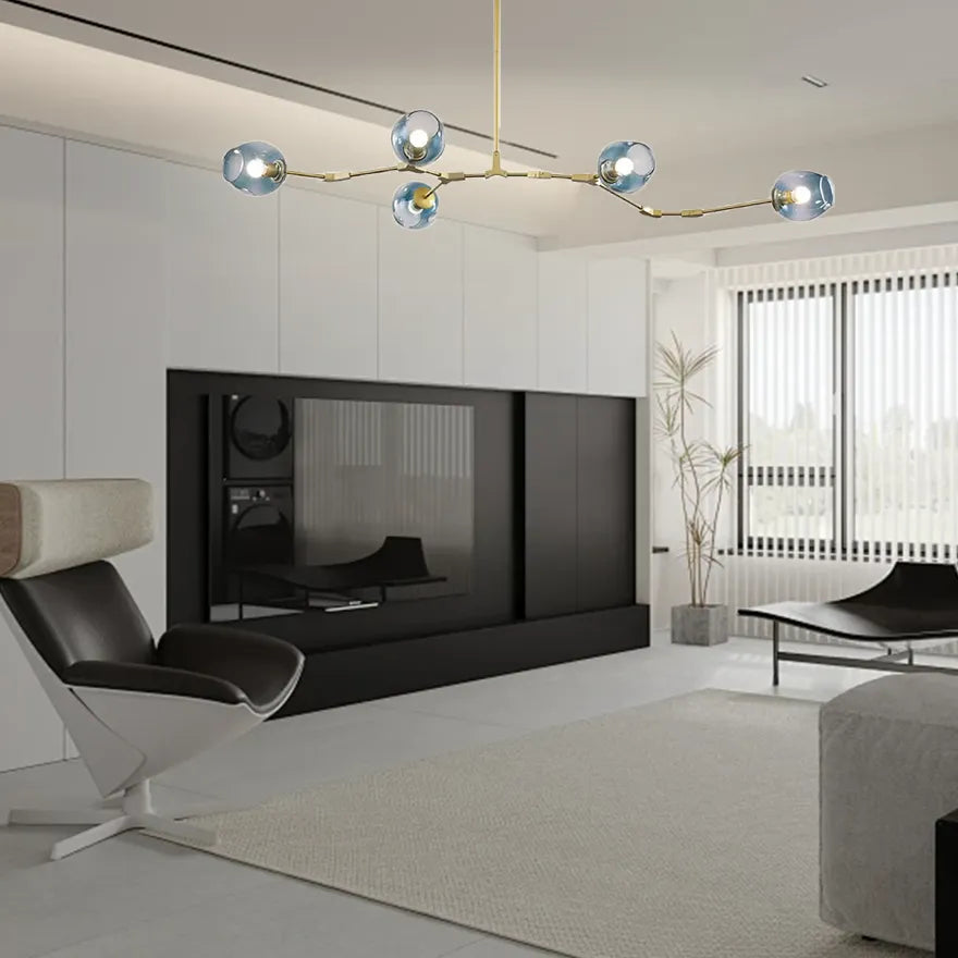 Lustre Créatif en Verre Moléculaire Rotatif pour Salon