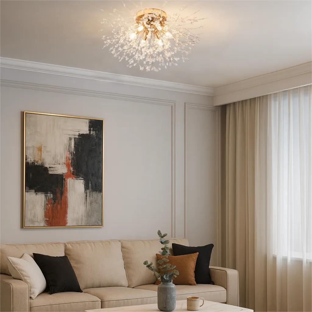 Plafonnier LED Moderne Forme de Pissenlit en Cristal