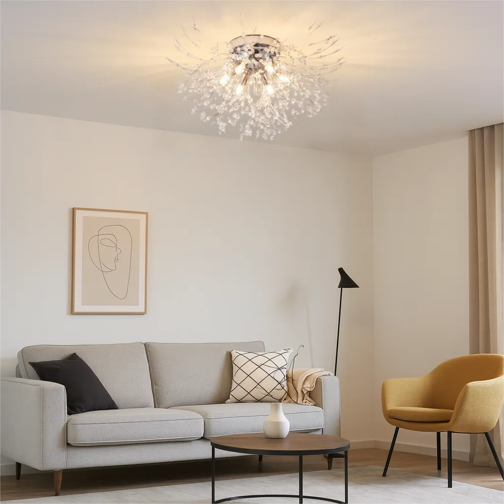 Plafonnier LED Moderne Forme de Pissenlit en Cristal