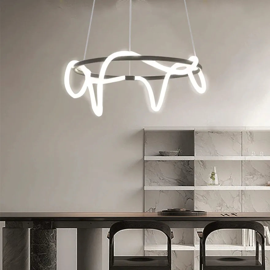 Suspension LED Nordique Forme Note Musicale pour Salle à Manger