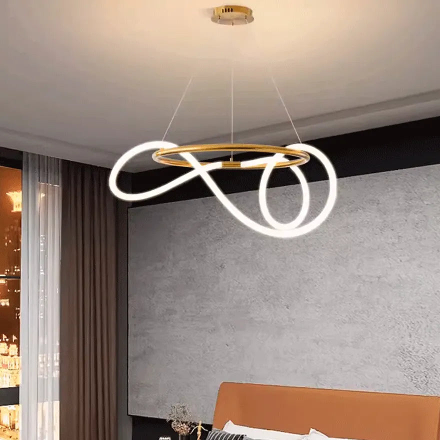 Suspension LED Anneau Créative Forme Note pour Salle à Manger