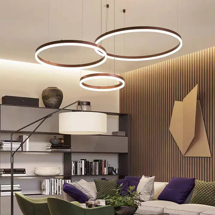 Suspension LED Anneau Dimmable Minimaliste Pour Salon