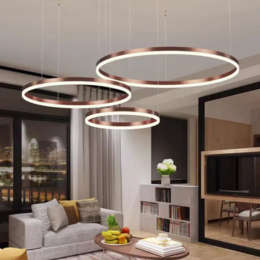 Suspension LED Anneau Dimmable Minimaliste Pour Salon