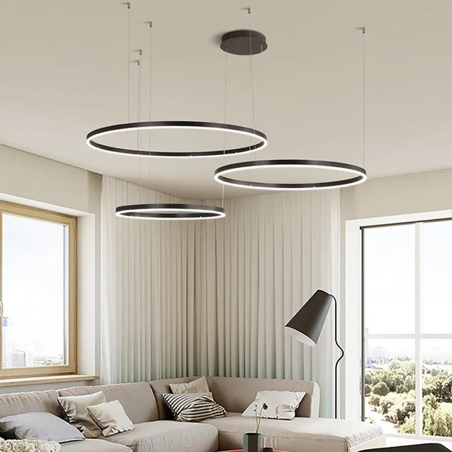 Suspension LED Anneau Dimmable Minimaliste Pour Salon