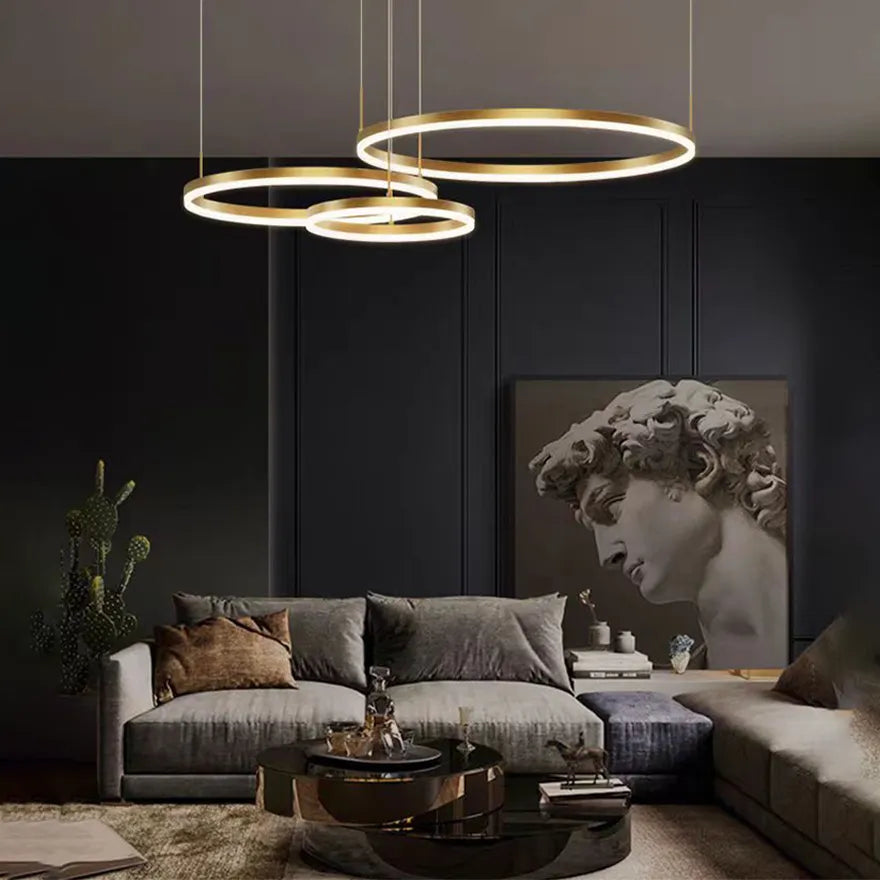 Suspension LED Anneau Dimmable Minimaliste Pour Salon