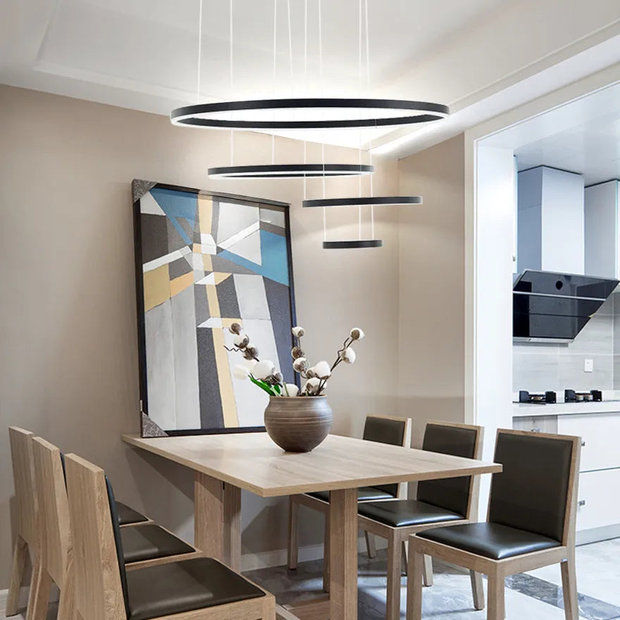 Suspension LED Anneau Dimmable Minimaliste Pour Salon
