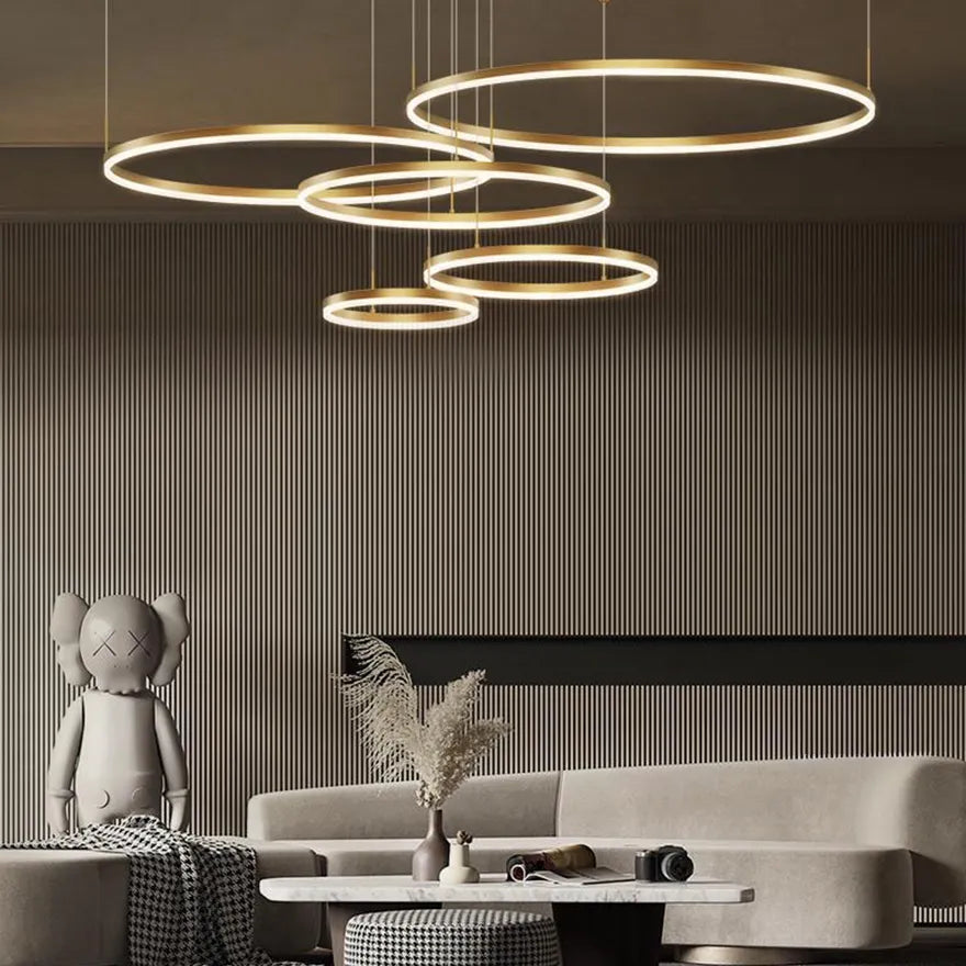 Suspension LED Anneau Dimmable Minimaliste Pour Salon
