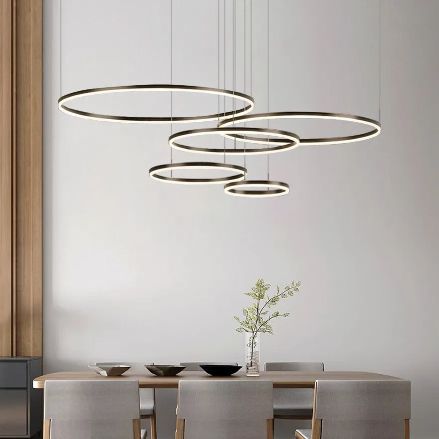 Suspension LED Anneau Dimmable Minimaliste Pour Salon