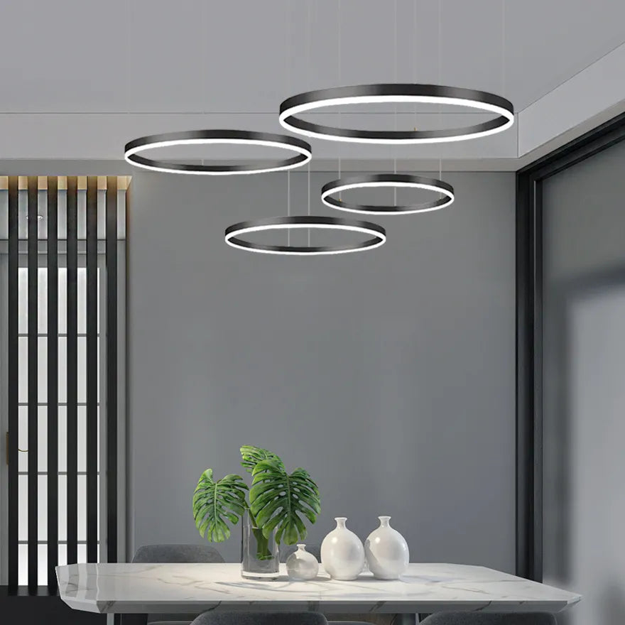 Suspension LED Anneau Dimmable Minimaliste Pour Salon