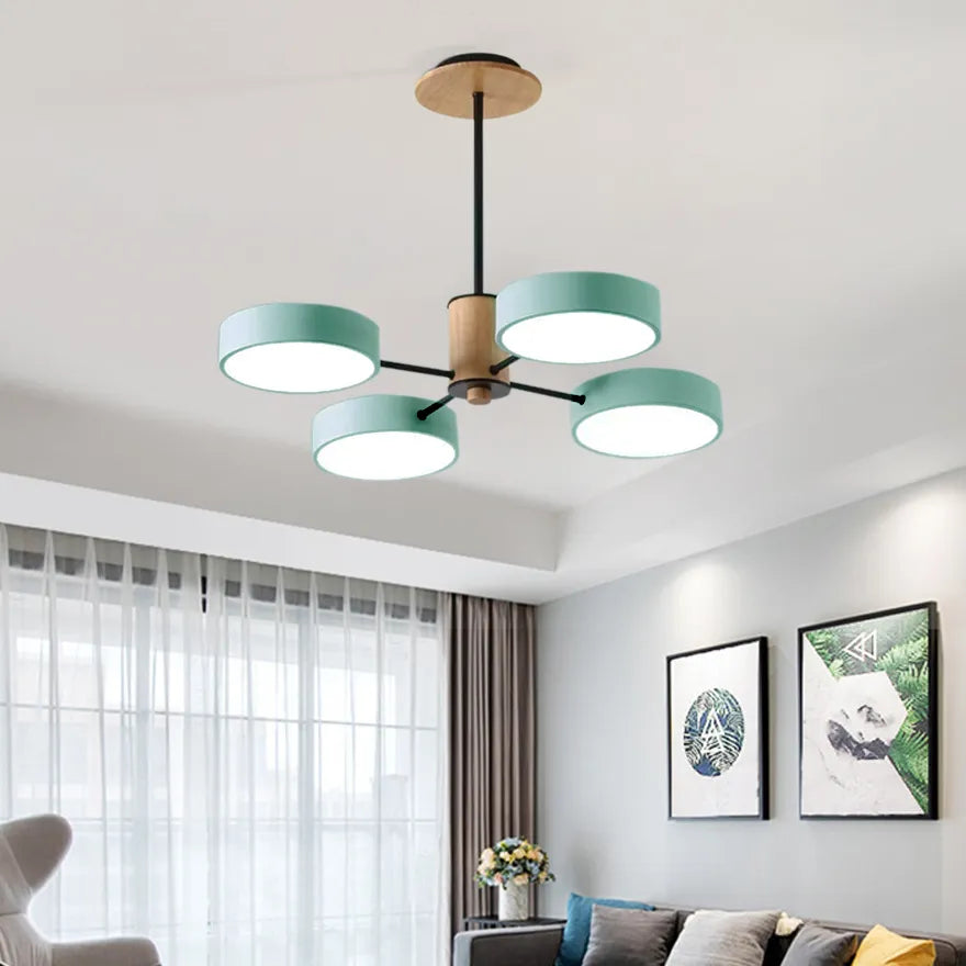 Lustre Design Bois Plafonnier Rond Style Macaron Moderne