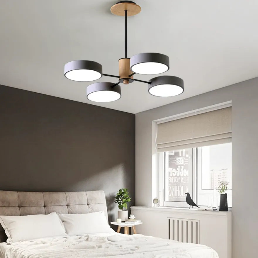 Lustre Design Bois Plafonnier Rond Style Macaron Moderne