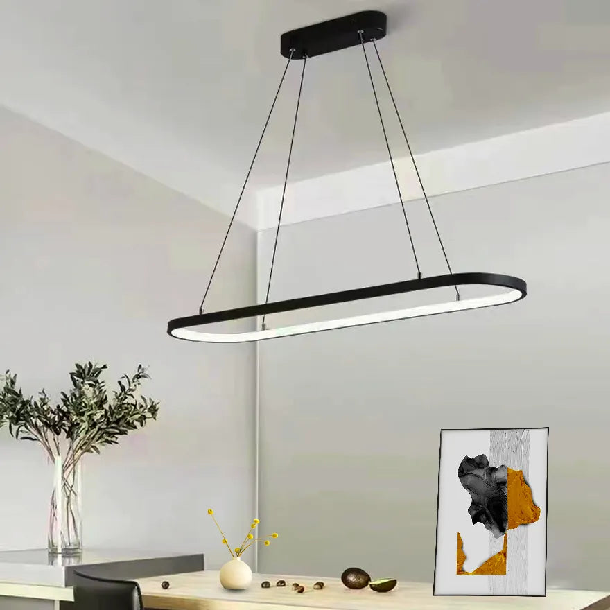 Suspension LED Moderne Ovale Dimmable pour Salle à Manger