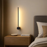 Applique Murale LED Noire Linéaire Minimaliste Rotative pour Chambre