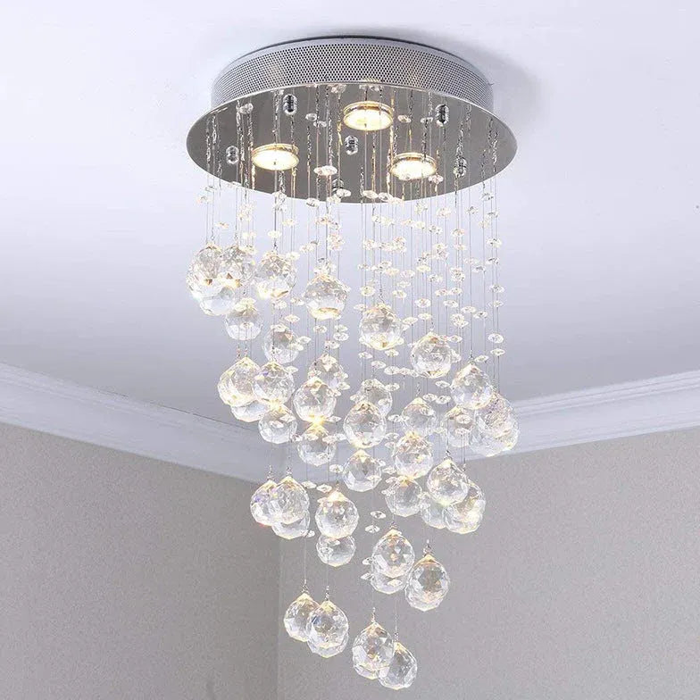 Suspension boules multiples cristal créatif rond salon