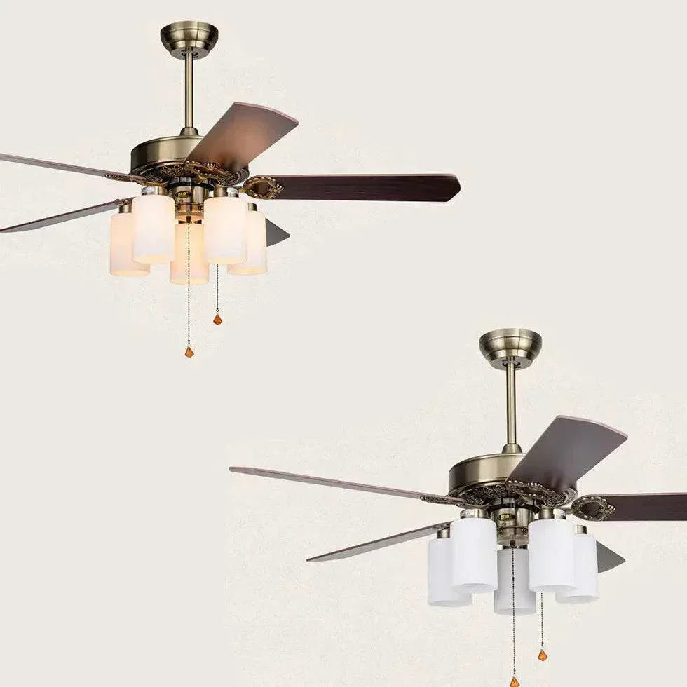 Lustre De Ventilateur De Plafond De Salon En Bois Massif Rétro Européen - Clowas.fr