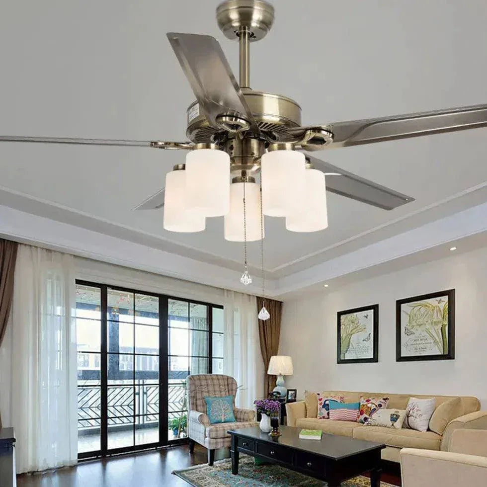 Lustre De Ventilateur De Plafond De Salon En Bois Massif Rétro Européen - Clowas.fr