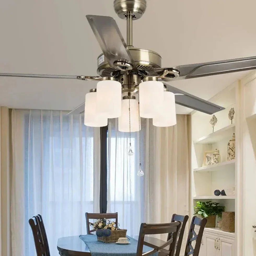 Lustre De Ventilateur De Plafond De Salon En Bois Massif Rétro Européen - Clowas.fr