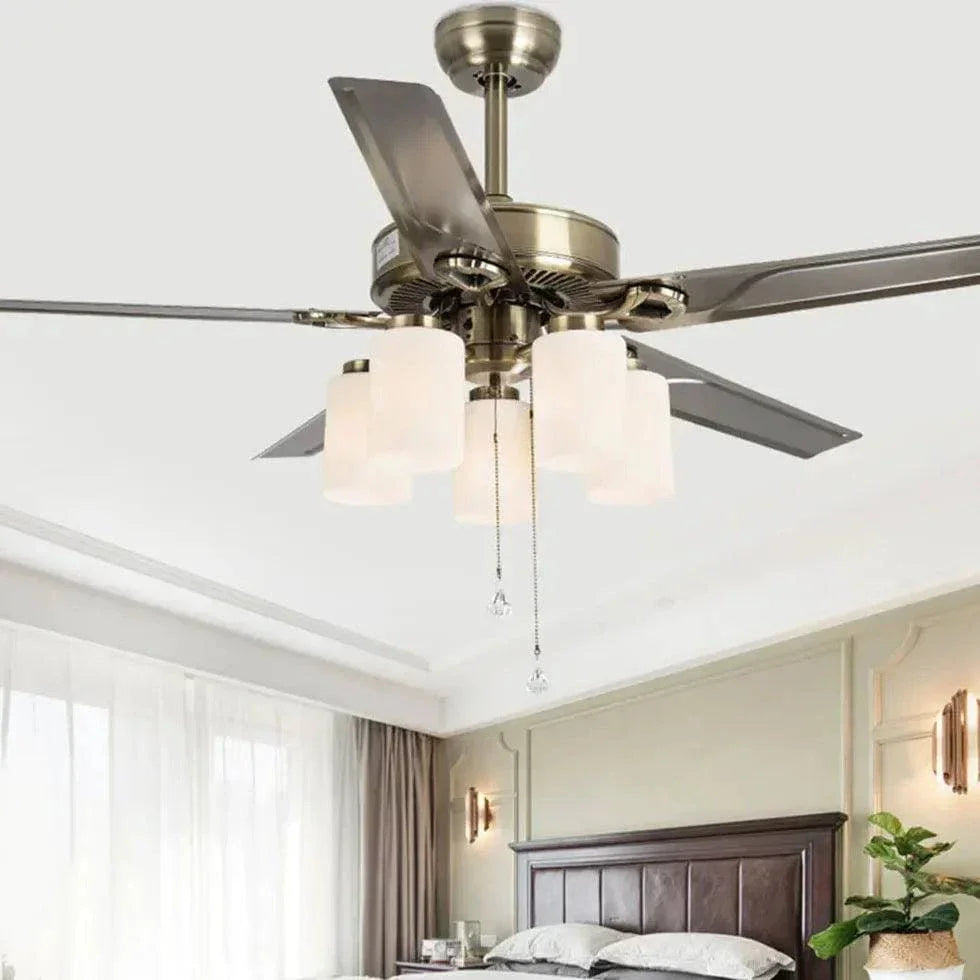 Lustre De Ventilateur De Plafond De Salon En Bois Massif Rétro Européen - Clowas.fr