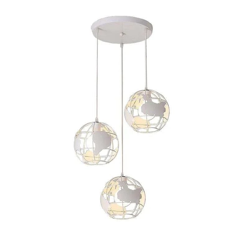 Globe-Shaped Black Frame Dining Room Pendant Light