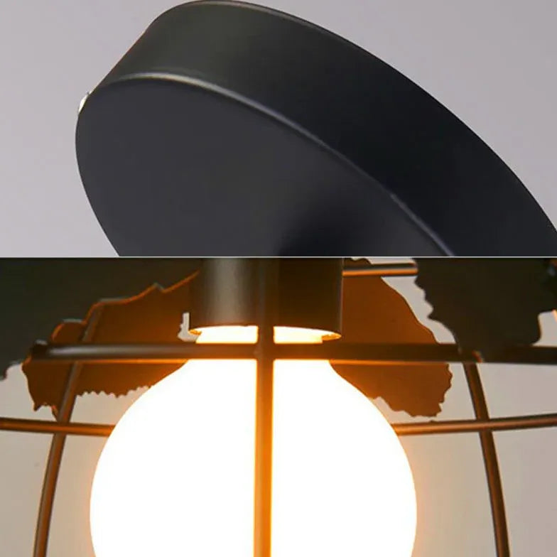 Globe-Shaped Black Frame Dining Room Pendant Light