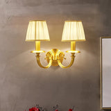 Fabric Double Arm Vintage Gold Wall Lights