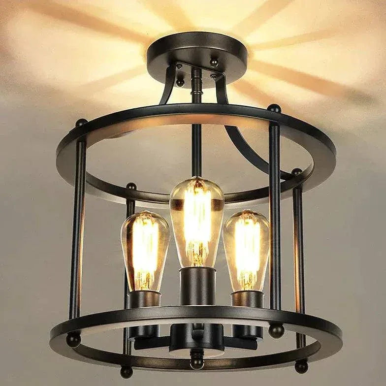 Plafonnier Led Design Salon Industriel Fer Vintage - Clowas.fr