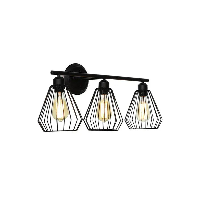 Three headed Iron Industrial Black Wall Lamps