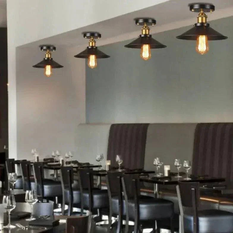 Plafonnier Conique Noir En Métal Pour Restaurant - Clowas.fr