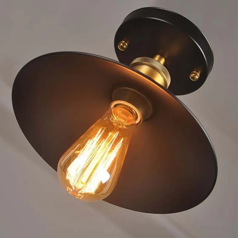 Black Conical Metal Shade Industrial Ceiling Light