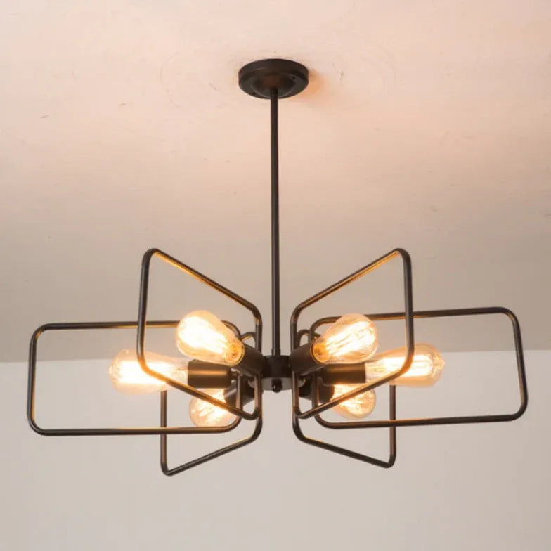 Shelf Light Bulb Black Industrial Chandelier