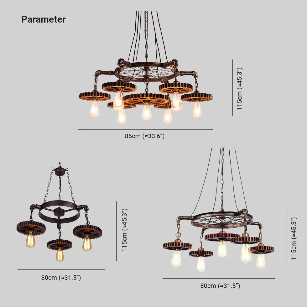 Grand lustre design rétro suspendu industriel salle à manger