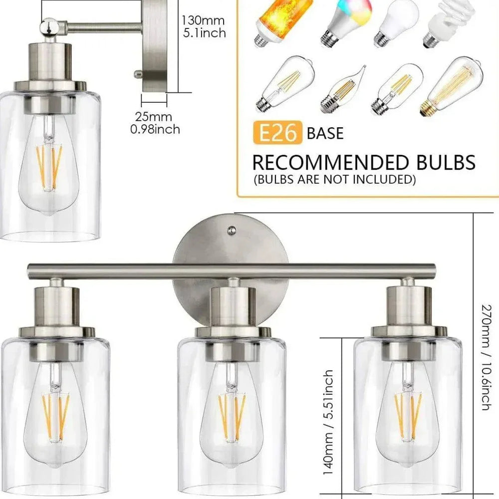 Applique Murale De Salle De Bain Vintage En Verre Nickel - Clowas.fr