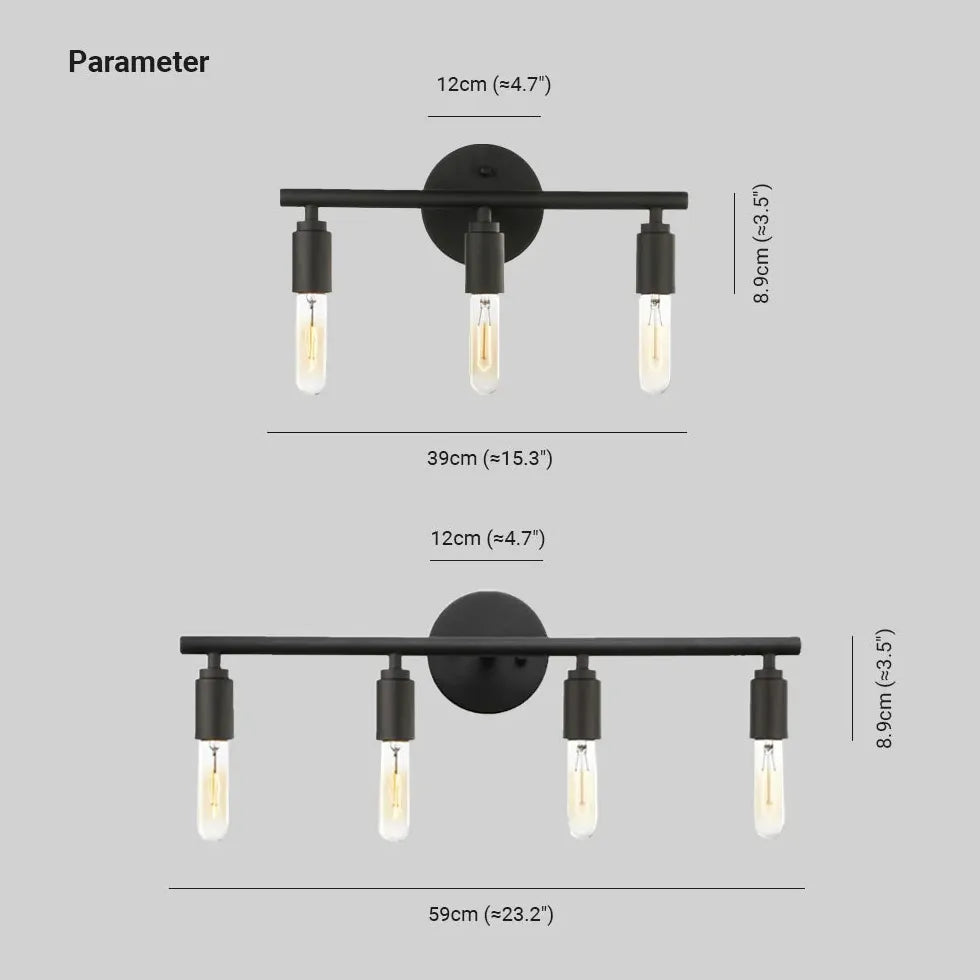 Light Bulb Black Industrial Bathroom Wall Lights