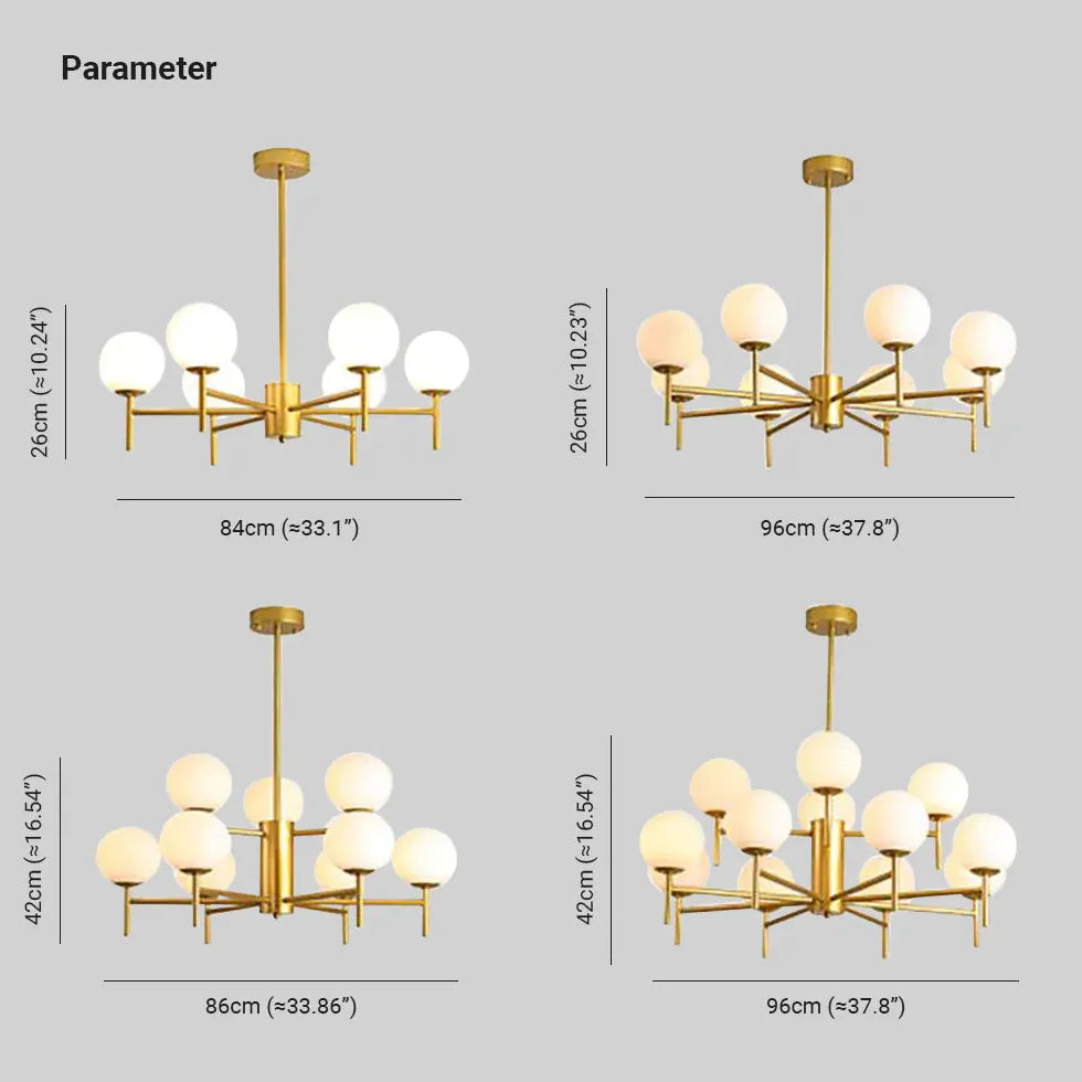 Lustre moderne en verre sphérique multi-lumière