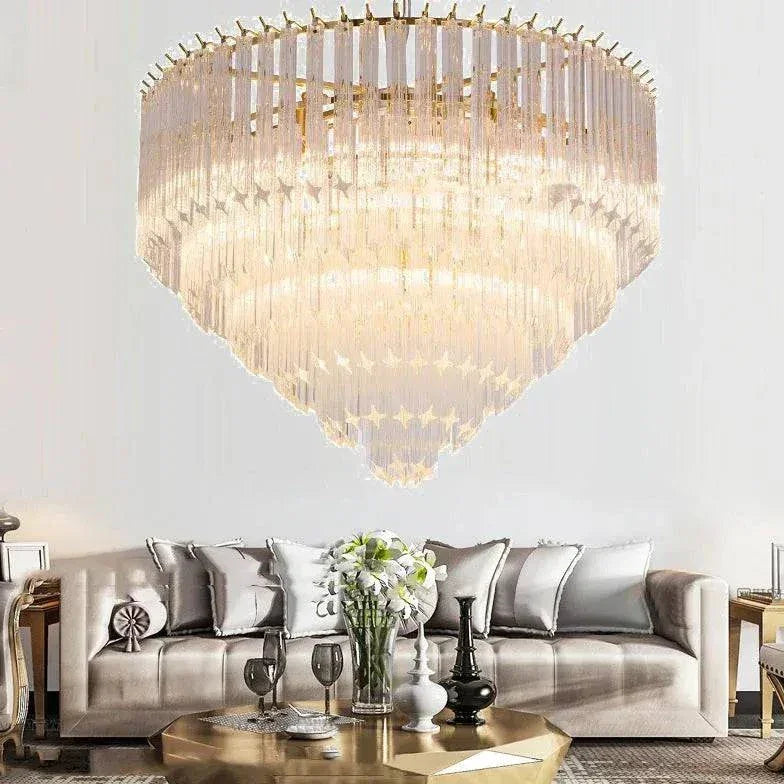 Suspension En Cristal Pyramide Pour Salon - Clowas.fr