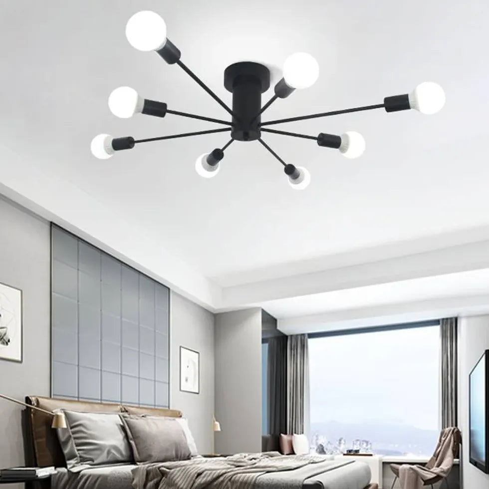 Black Metal Multi-Light Spherical Ceiling Light