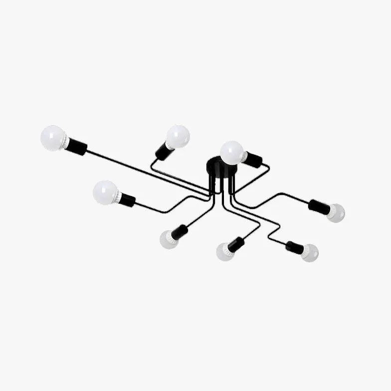 Multi-Light Branch Design Black Metal Plafond Light