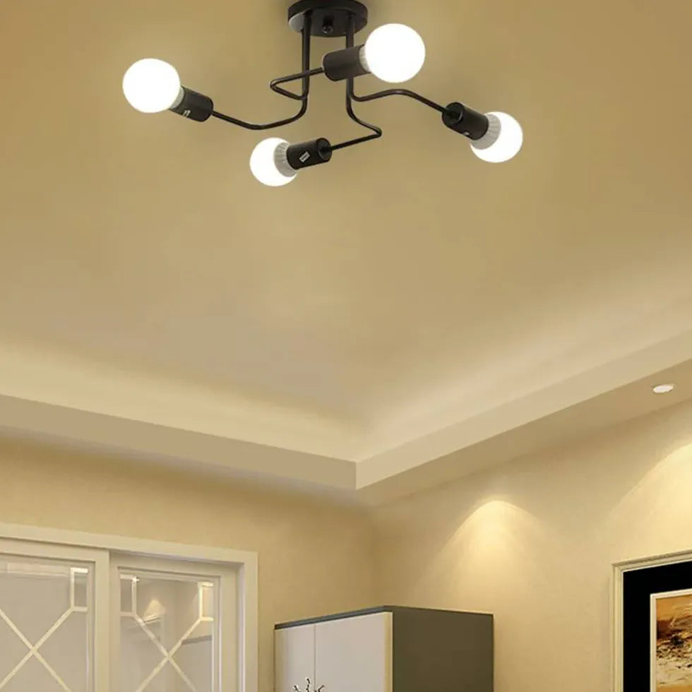 Multi-Light Branch Design Black Metal Plafond Light