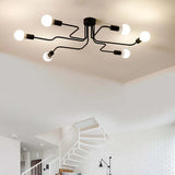 Multi-Light Branch Design Black Metal Plafond Light