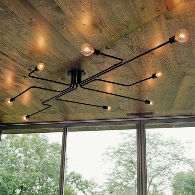 Multi-Light Branch Design Black Metal Plafond Light