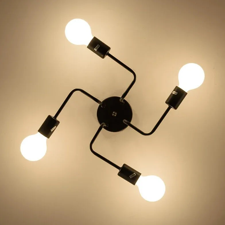 Multi-Light Branch Design Black Metal Plafond Light