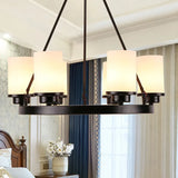 Multi-Light Glass Shades Black Pendant Light