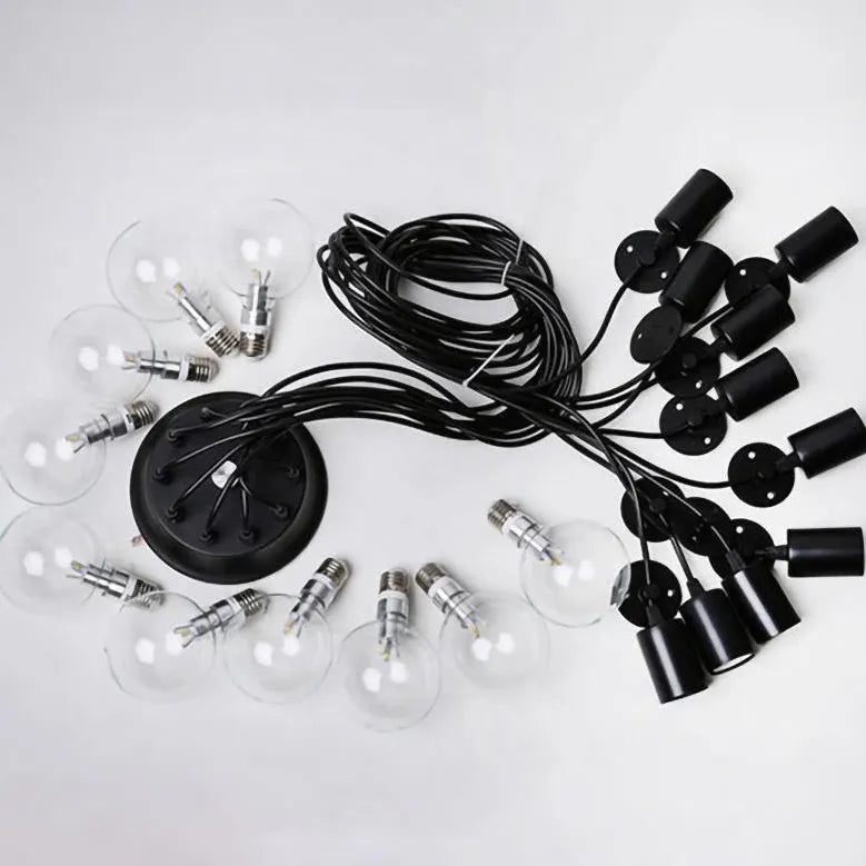 Multi-Light Spider Web Black LED Chandelier