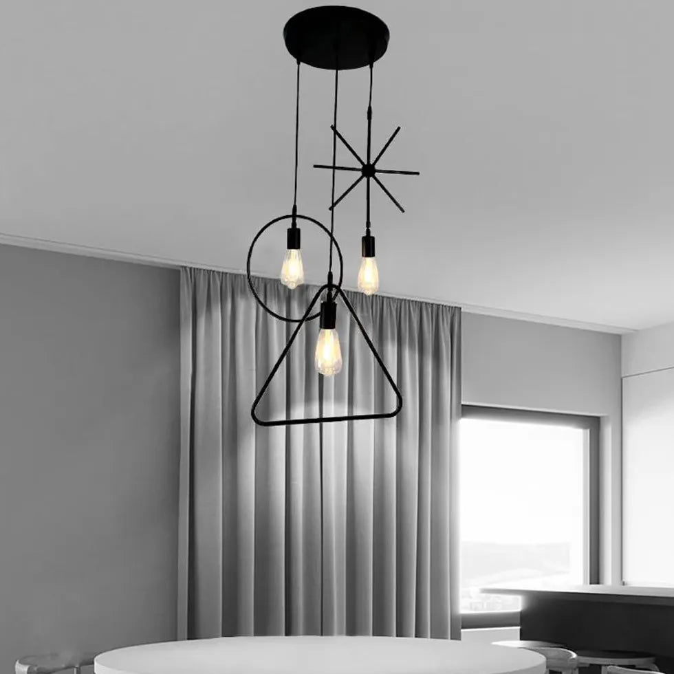 Corde géométrique corde Black Industrial Pendant Light