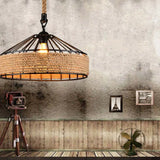 Jute Rope Metal Shade Industrial Kitchen Pendant Light