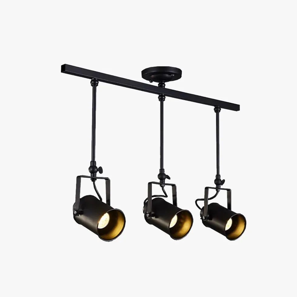 Three-Light Black Metal Ceiling Light