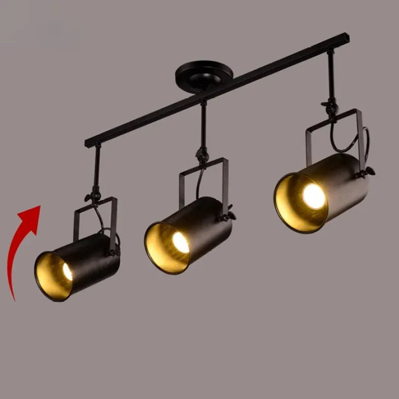 Three-Light Black Metal Ceiling Light