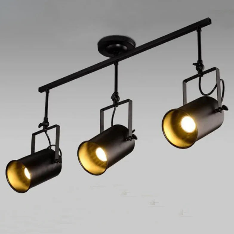 Three-Light Black Metal Ceiling Light