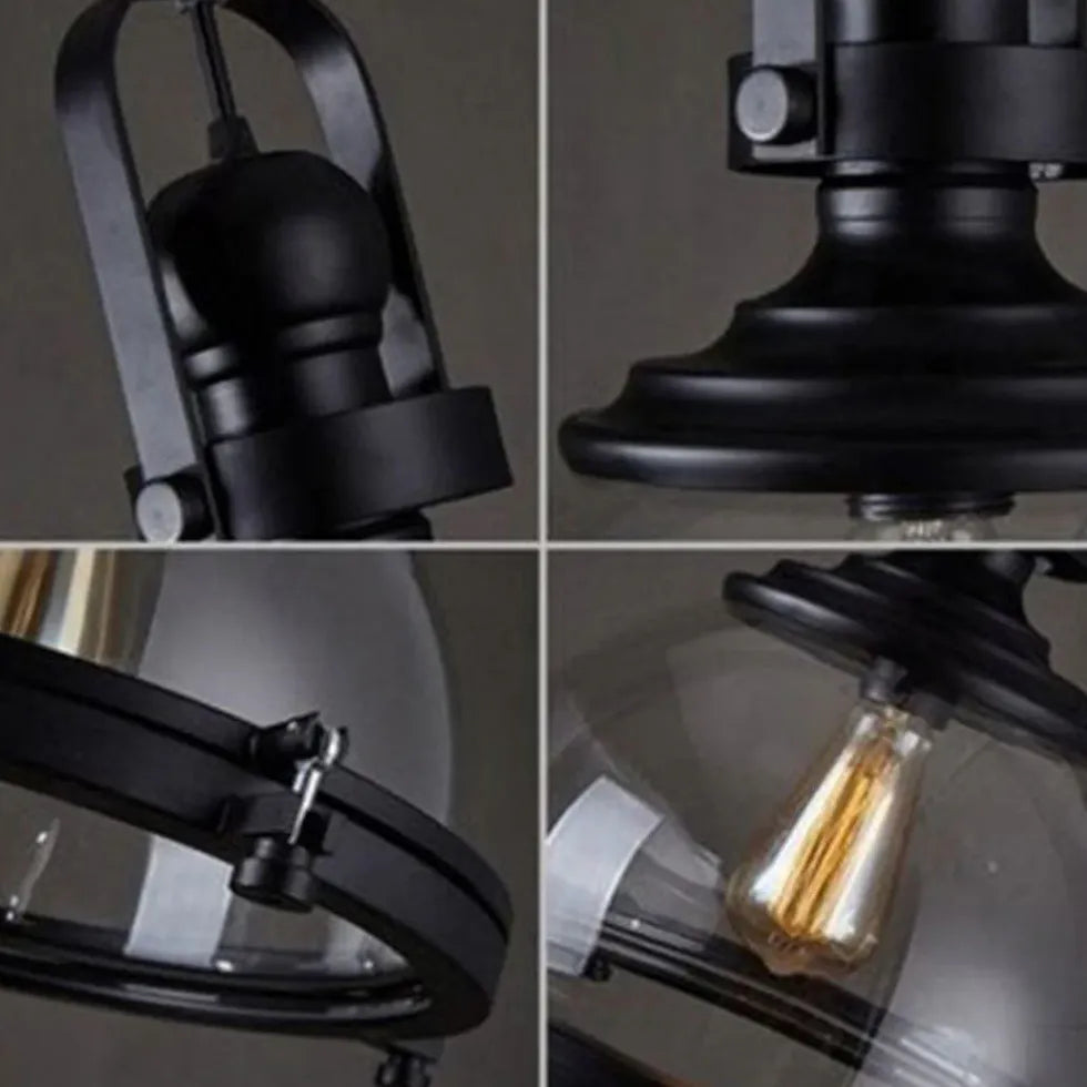 Hémisphère Lantern Design Black Industrial Pendant Light